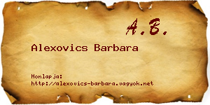 Alexovics Barbara névjegykártya