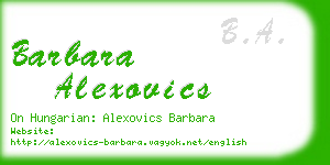 barbara alexovics business card